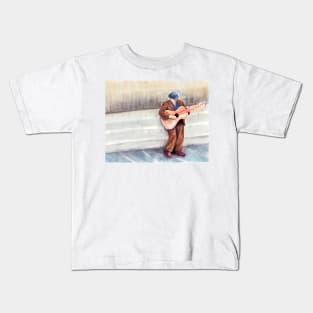 Old man playing guitar Kids T-Shirt